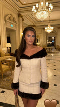 ARIANNA Fur Trimmed Tweed Skirt Set